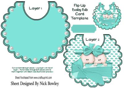 Double Trouble! Cute Twin Baby Boys in Turq on a Bib