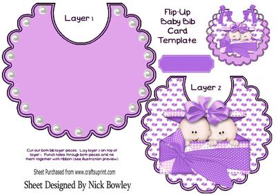 Double Trouble! Cute Twin Baby Girls in Purple on a Bib
