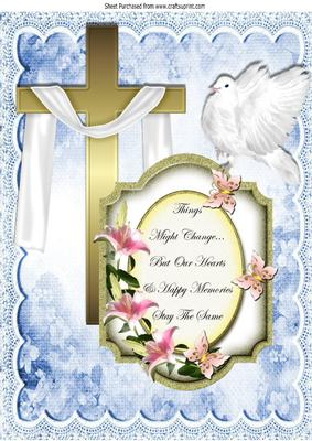 Gold Cross with Shawl and Pretty Sympathy Plaque A4