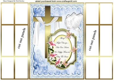 Gold Cross with Shawl and Pretty Sympathy Plaque, Gatefold