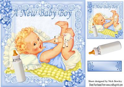 Curly Blond Baby Playing with His Toes 8x8