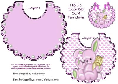 Cute Pink Bunny on a Pink Bow Bib