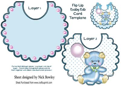 Little Blue Bear with Pink Balloon on Polka Dot Bib