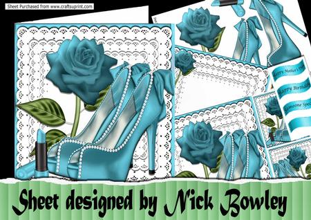 Bows & Pearls Lovely Turq Shoes with Turq Rose 8x8 Kit