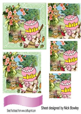 Little Bonnet Girl with Flowers & Little Bird Pyramids