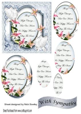 A Pretty Lily Sympathy Plaque with Doves Oval Pyramids