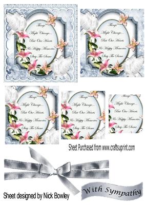 A Pretty Lily Sympathy Plaque with Doves Square Pyramids