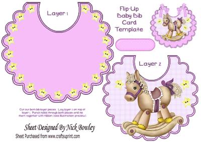 Lovely Rocking Horse with Stars on a Pink Bib