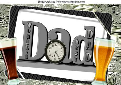 Best Dad, Trophy with Clock in Silver with Beer A4