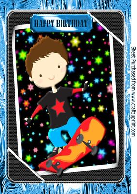 Starry Night! with Skateboarder in Frame A4