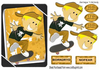 Born2ryd, Nofear on Skateboard with Boy in Orange