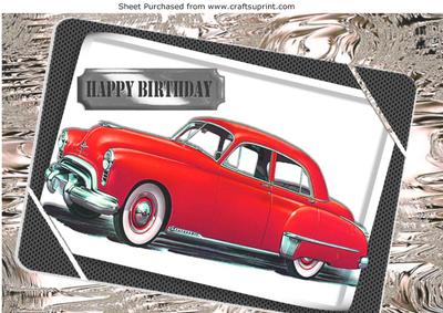 1949 Red Oldsmobile Vintage Car in Frame A4