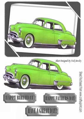1949 Green Oldsmobile Vintage Car in Frame