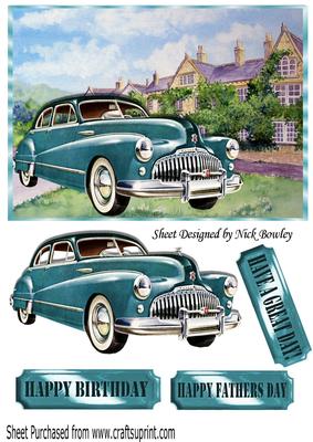 Vintage Buick Jade Automobile with Mansion