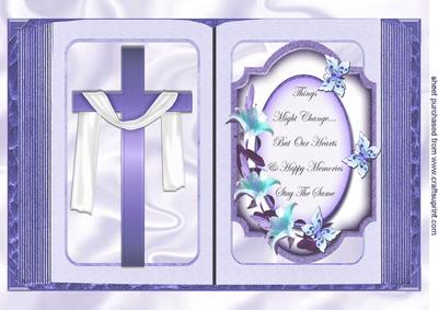 Lilac Cross with Shawl and Sentiment Open A4 Book