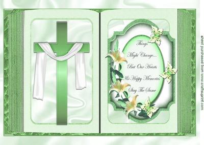 Green Cross with Shawl and Sentiment Open A4 Book