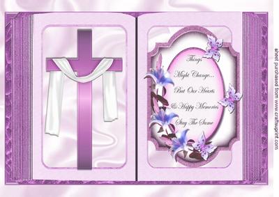 Pink Cross with Shawl and Sentiment Open A4 Book