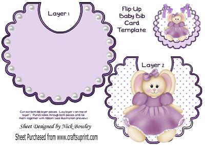 Little Bunny Girl in Lilac Dress on Polkadot Bib
