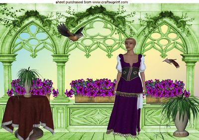 Pretty Peasant Girl with Bird A4 Topper