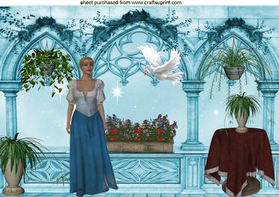 Pretty Peasant Girl with White Dove A4 Topper