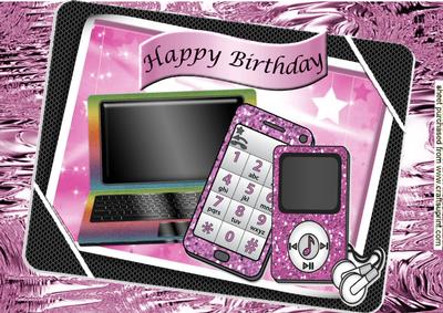 Girls Pink Gadgets & Things, Mobile, Laptop, Mp3 Player A4