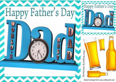 Best Dad with Pint of Beers, in Turq Chevron Frame 8x8