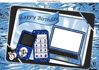Boys Blue Gadgets & Things, Mobile, Laptop, Mp3 Player A4