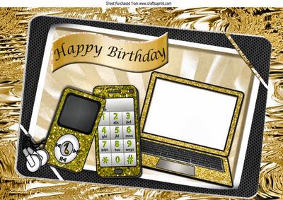 Boys Gold Gadgets & Things, Mobile, Laptop, Mp3 Player A4