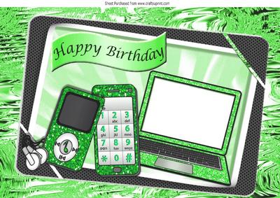 Boys Green Gadgets & Things, Mobile, Laptop, Mp3 Player A4