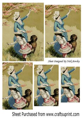 Lovely Vintage Scene with Mum , Daughter and Dog Pyramids