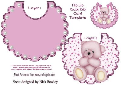 Gorgeous Little Pink Bear on Star Bib