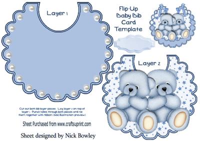 Gorgeous Little Blue Bears (twins) on Star Bib