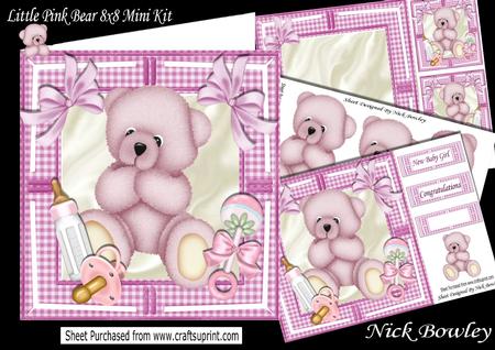 Gorgeous Little Pink Bear with Gingham & Bows 8x8 Mini Kit