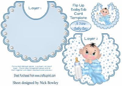 Baby Boy and His Blanket on Pearl Bib
