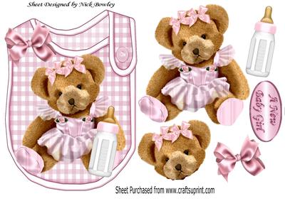 Gorgeous Little Teddy in Pink Tutu, with Bottle & Pink Bow