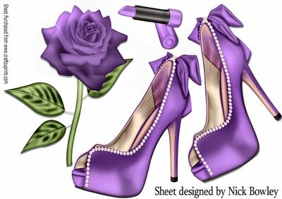 Pretty Purple and Pearl Shoes on Lace with Rose A4