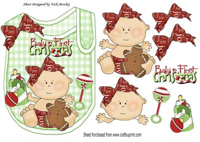 Baby Girls 1st Christmas with Her Bottle on a Bib