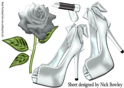 Pretty Silver and Pearl Shoes with Rose A4