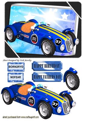 Born2ryd Blue Racing Sports Car