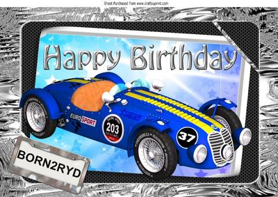 Born2ryd Blue Racing Sports Car with the Stars A4