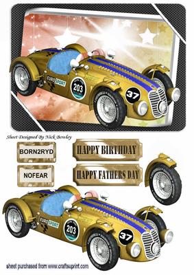 Born2ryd Gold Racing Sports Car with the Stars
