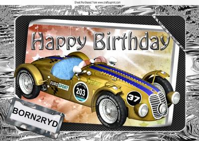 Born2ryd Gold Racing Sports Car with the Stars A4