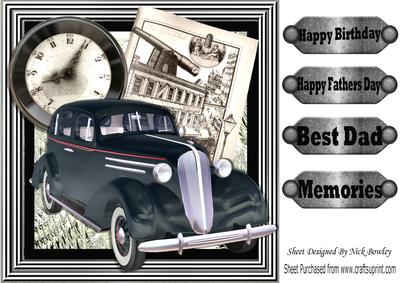 1936 Black Sedan Vintage Car with Steampunk 8x8