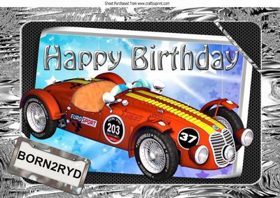 Born2ryd Red Racing Sports Car A4