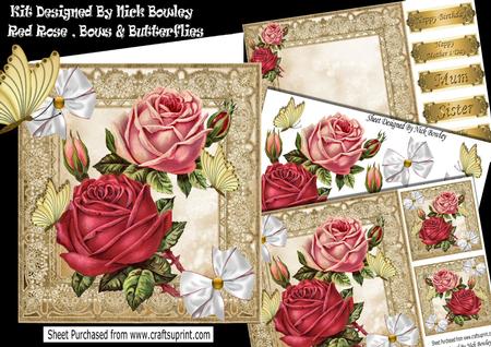 Beautiful Vintage Roses, Bows & Butterflies Mini Kit