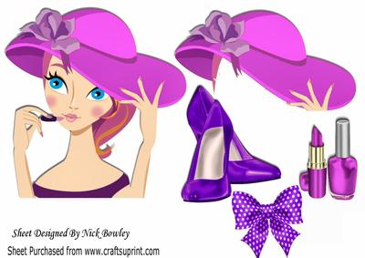 Pretty Lady with Her Lippy and Pink Hat A4