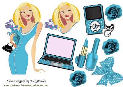Trendy Lady with Her Pooch and Turq Gadgets A4