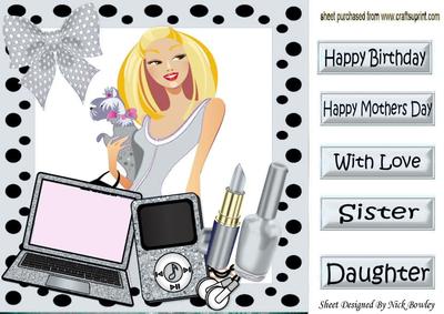 Trendy Lady with Her Pooch and Silver Gadgets 8x8