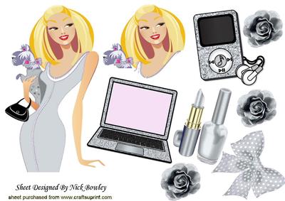 Trendy Lady with Her Pooch and Silver Gadgets A4