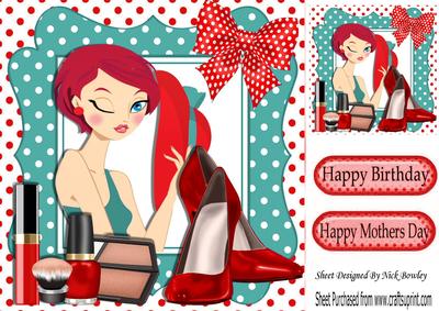 Pretty Lady with Her Lippy and Red Hat 8x8